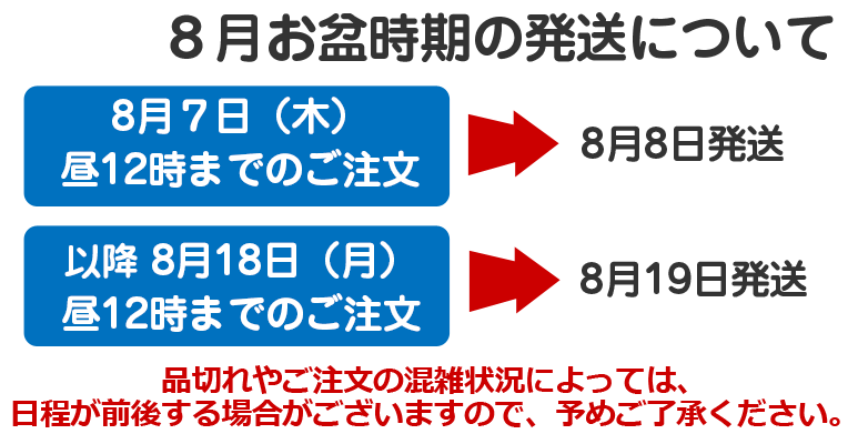 8月お盆期間の発送について